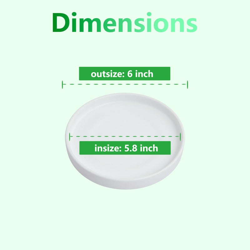 Woiida 6 inch Matte Wihte Ceramic Plant Saucer (2 Pack)-Ceramic Drainage Tray for Plant Pot - Image 2